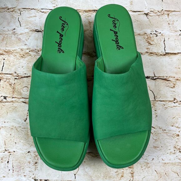 Free People Harbor Flatform Green Platform Slides sz 41 - Picture 2 of 6